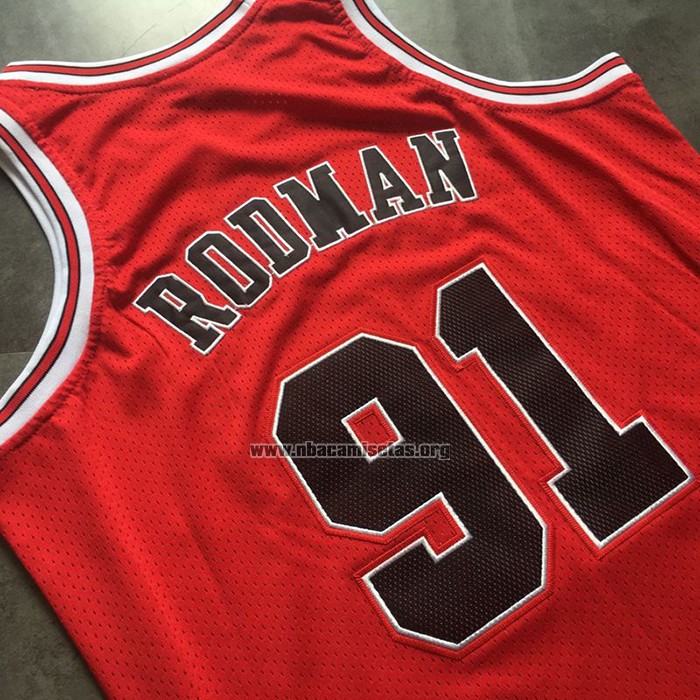 Camiseta Chicago Bulls Dennis Rodman NO 91 Mitchell & Ness 1997-98 Rojo